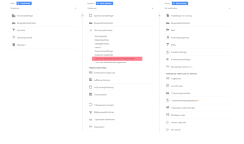Henvisningsekskluderinger i Google Analytics