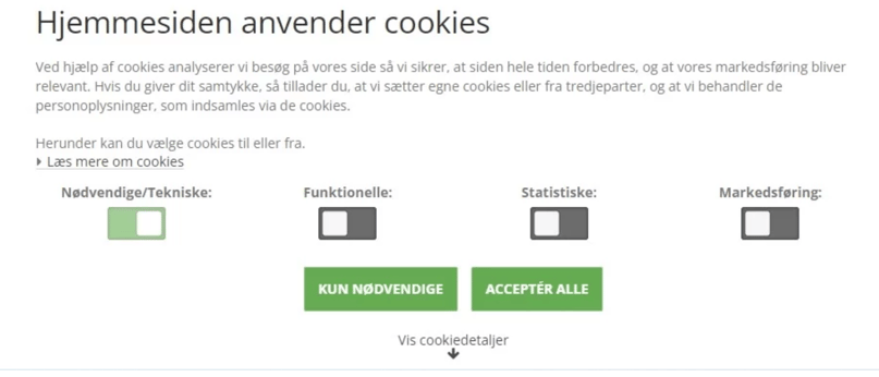 Cookie boks på Hosted Shop